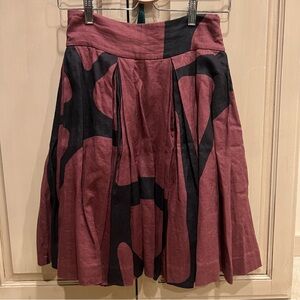 Banana Republic Linen Black and Maroon A-Line Skirt